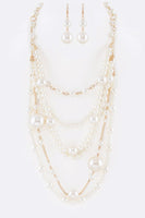 Mix Pearl Statement Layer Necklace Set