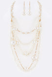 Mix Pearl Statement Layer Necklace Set