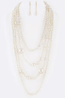 Mix Pearl Statement Layer Necklace Set