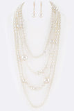 Mix Pearl Statement Layer Necklace Set