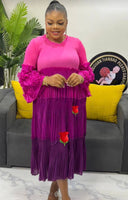 Ruffle Petal Sleeves with Beaded Neckline