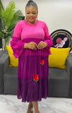 Ruffle Petal Sleeves with Beaded Neckline