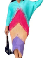 Pleated Tassel Multi Color Dress