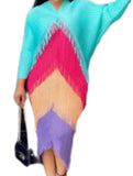 Pleated Tassel Multi Color Dress