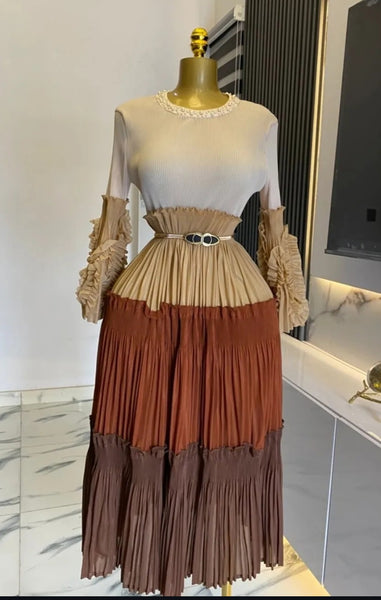Brown Ruffle Dress