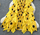 Yellow Ruffle Pleated Dress