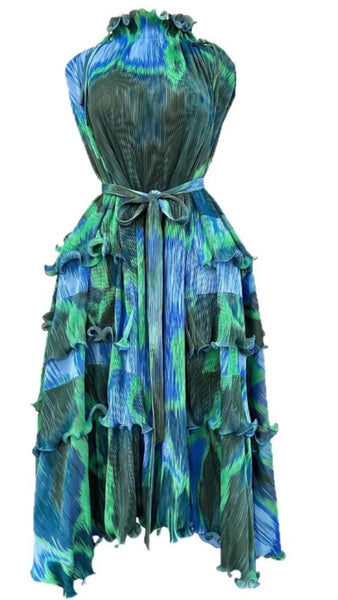 Ruffle Collar Colorful Dress