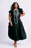 Black Bubble Pockets Dress