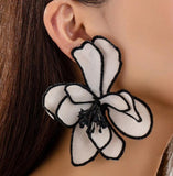 Oversized White & Black Mesh Earrings