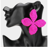 Oversized Fushia Flower Earrings