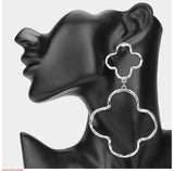 Oversized Silver Clover Earrings