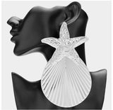 Oversized Silver Star Shell Earrings