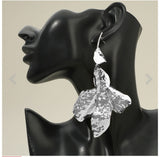Oversized Silver Flower Earrings
