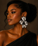 Oversized White & Black Mesh Earrings