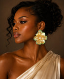 Oversized Gold Mint Flower Earrings