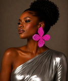 Oversized Fushia Flower Earrings