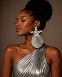 Oversized Silver Star Shell Earrings