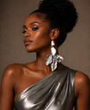Oversized Silver Flower Earrings