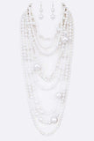 Mix Pearl Statement Layer Necklace Set