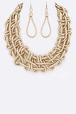 Metallic Braided Statement Necklace Set