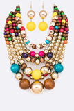 Mix Pearls Statement Layer Necklace Set