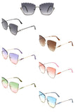 Half Frame Square Tinted Cat Eye Sunglasses