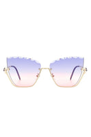 Half Frame Square Tinted Cat Eye Sunglasses