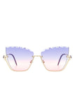 Half Frame Square Tinted Cat Eye Sunglasses