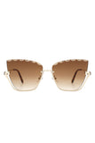 Half Frame Square Tinted Cat Eye Sunglasses