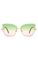 Half Frame Square Tinted Cat Eye Sunglasses