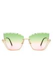 Half Frame Square Tinted Cat Eye Sunglasses