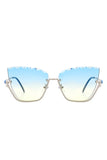 Half Frame Square Tinted Cat Eye Sunglasses