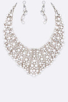 Pearl Crystal Statement Bridal Necklace Set