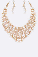 Pearl Crystal Statement Bridal Necklace Set