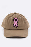 Pink Ribbon Patch Washed Canvas Cap