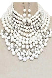 Pearlized Beads Statement Necklace Set