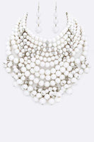 Pearlized Beads Statement Necklace Set