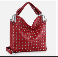 Large Red Studded Tote / Long Strap Included