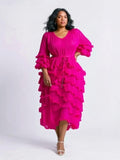 Pink Ruffle Long Sleeve Dress