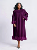 Velvet Purple Pleated Petal Dress