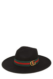 GO Charm with Stripe Band Fedora Hat