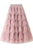 Tiered chiffon midi skirt