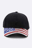 Rhinestone USA Flag Brim Baseball Cap