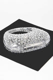 Rhinestone Cleared Top Handle Box Clutch