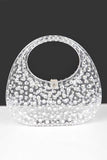 Rhinestone Cleared Top Handle Box Clutch