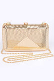 Textured Shiny Metal Box Clutch