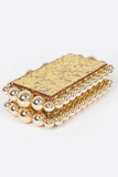 Metallic Beads Glitter Iconic Box Clutch