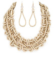 Metallic Braided Statement Necklace Set