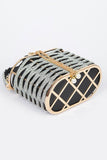 Weaved Rhinestone Basket Box Clutch