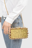 Metallic Beads Glitter Iconic Box Clutch